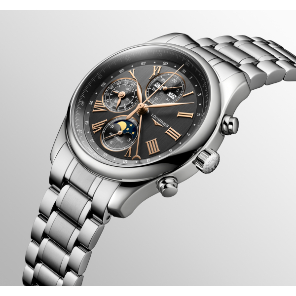 Montre Longines Master Collection Chrono Cadran Anthracite Aiguilles Roses