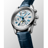 Montre Longines Master Collection Chrono Cadran Argent Bracelet Cuir Bleu