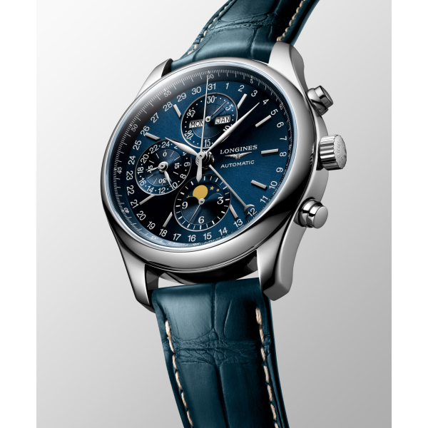 Montre Longines Master Collection Chrono Cadran Bleu Bracelet Cuir Bleu