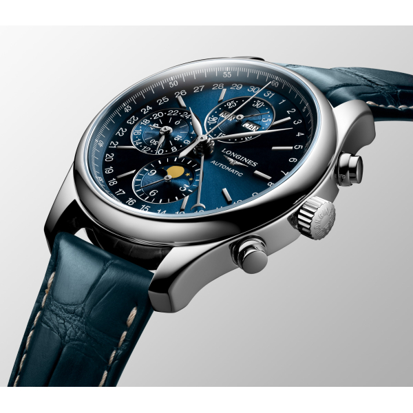 Montre Longines Master Collection Chrono Cadran Bleu Bracelet Cuir Bleu