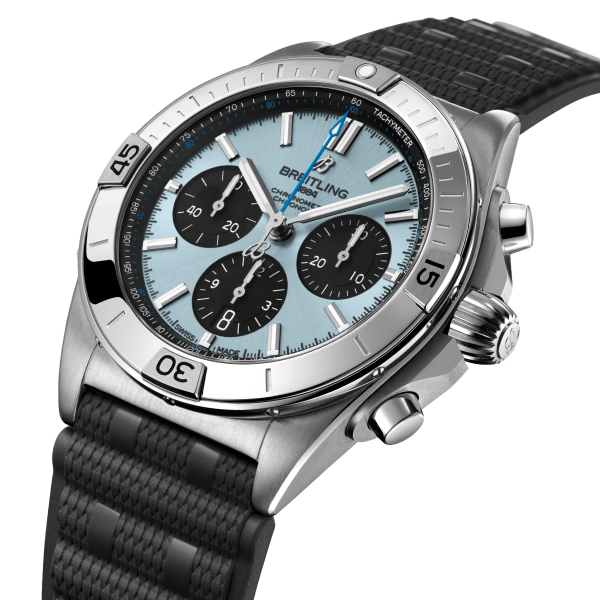 Montre Breitling Chronomat Ice Blue B01 42 Bracelet Caoutchouc