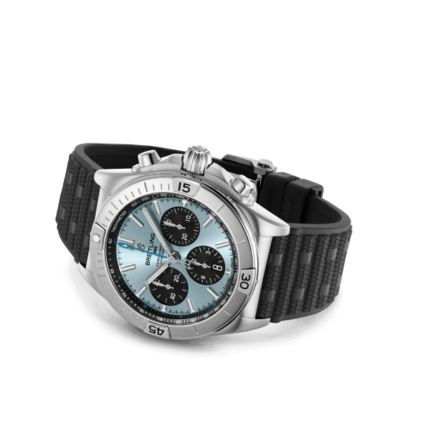 Montre Breitling Chronomat Ice Blue B01 42 Bracelet Caoutchouc