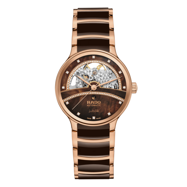 Montre Rado Centrix Automatic Diamonds Open Heart Cadran Nacre Brun