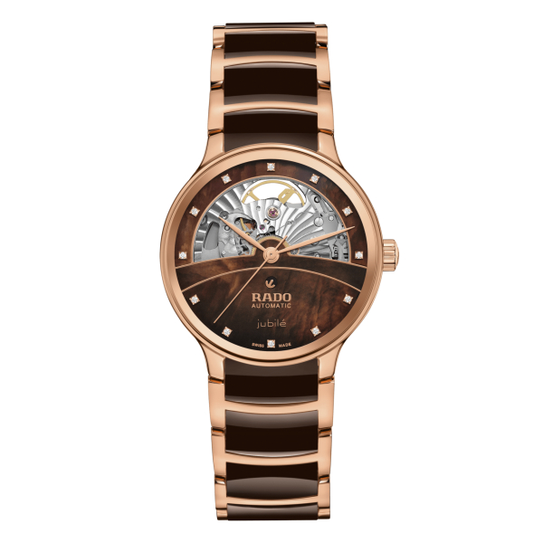 Montre Rado Centrix Automatic Diamonds Open Heart Cadran Nacre Brun