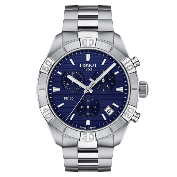 Montre Tissot PR 100 Sport Chrono Cadran Bleu Bracelet Acier