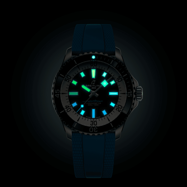 Montre Breitling Superocean 42mm Automatic Rainbow Bracelet Caoutchouc Turquoise