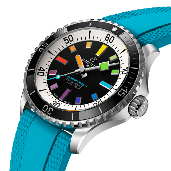 Montre Breitling Superocean 42mm Automatic Rainbow Bracelet Caoutchouc Turquoise