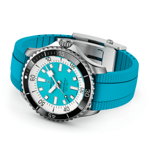 Montre Breitling Superocean 44mm Automatic Cadran Turquoise Bracelet Caoutchouc