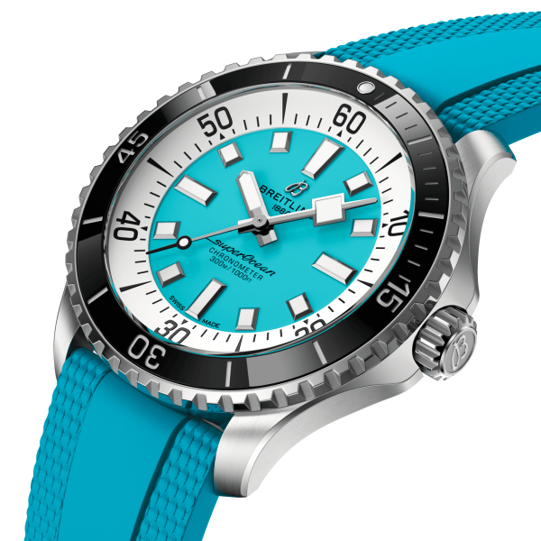 Montre Breitling Superocean 44mm Automatic Cadran Turquoise Bracelet Caoutchouc