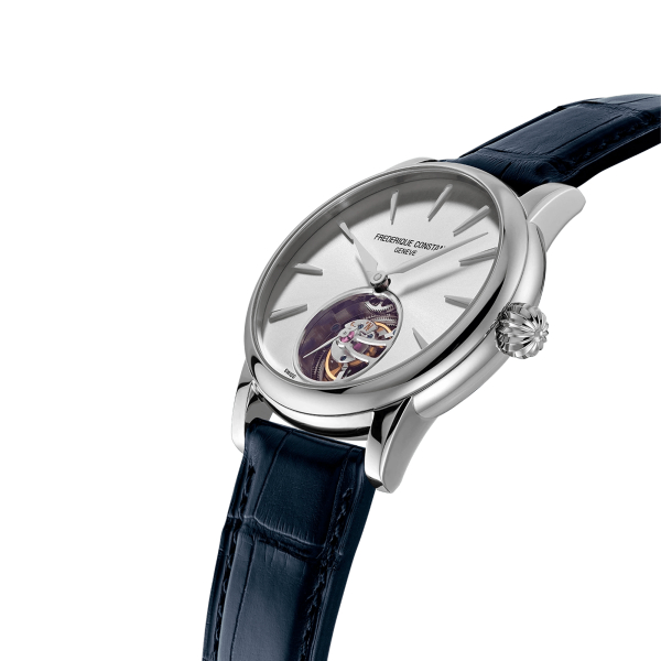 Montre Frederique Constant Classic Tourbillon Manufacture automatique cadran argenté bracelet cuir 39 mm