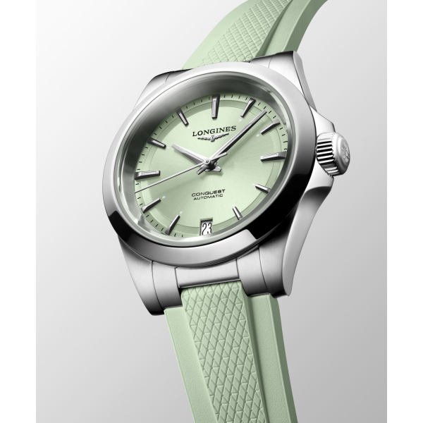 Montre Longines Conquest Heritage 34mm Bracelet Caoutchouc Vert