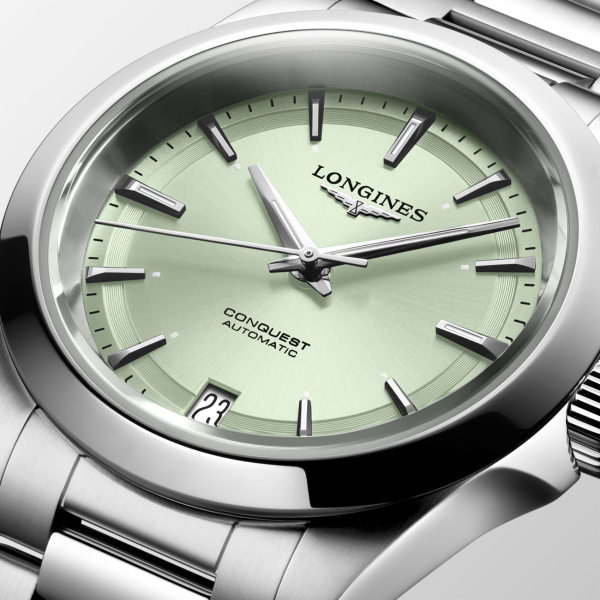 Montre Longines Conquest Heritage 34mm Cadran Vert Bracelet Acier