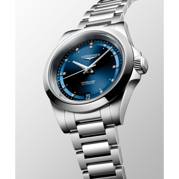 Montre Longines Conquest Heritage 34mm Cadran Bleu Index Diamants