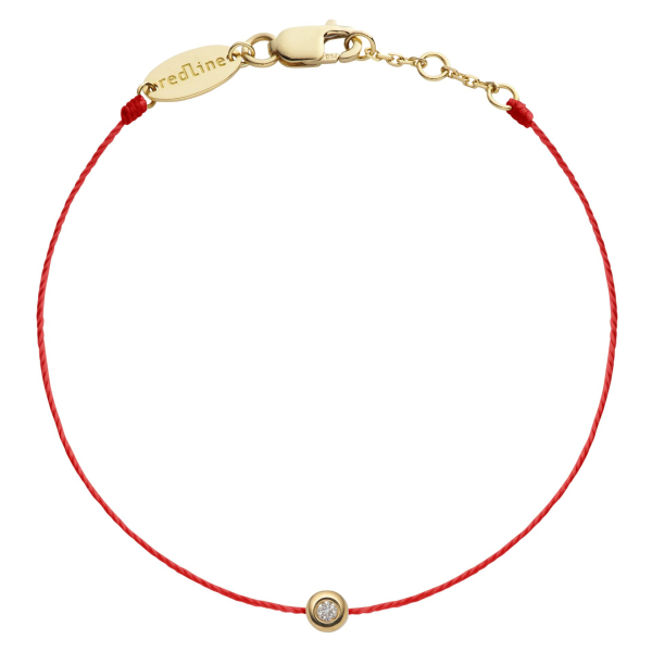 Bracelet Redline Minimaliste Diamant 0.02ct Or Jaune Fil Rouge