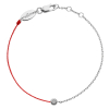 Bracelet Redline Minimaliste Diamant 0.02ct Or Blanc Fil Rouge et Chaîne