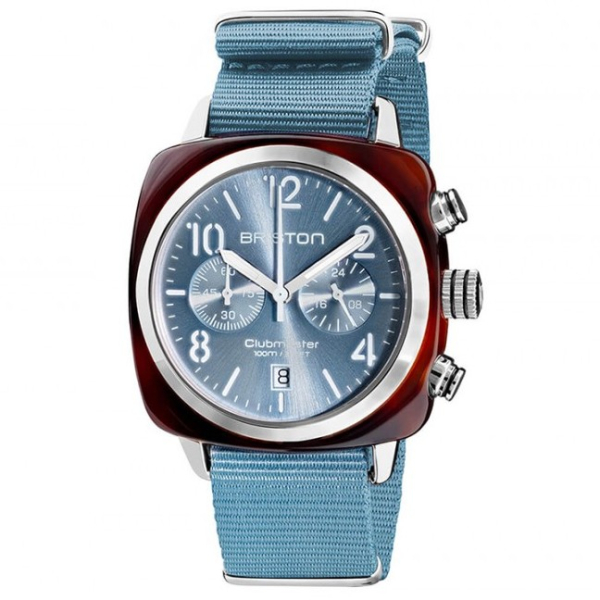 Montre Briston Clubmaster Classic Acétate Bracelet Nato Bleu Glacier