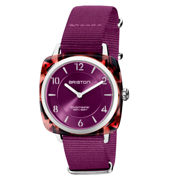 Montre Briston Clubmaster Chic Acétate Cardinal Bracelet Violet