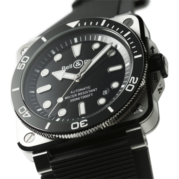 Montre Bell & Ross Diver Black Steel Bracelet Caoutchouc