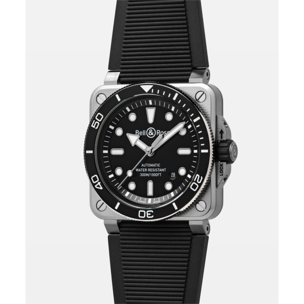 Montre Bell & Ross Diver Black Steel Bracelet Caoutchouc