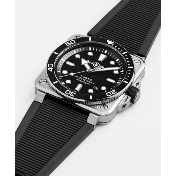 Montre Bell & Ross Diver Black Steel Bracelet Caoutchouc