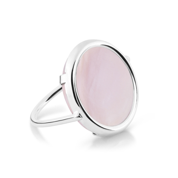 Bague Ginette NY Nacre Rose White Gold Disc Ring