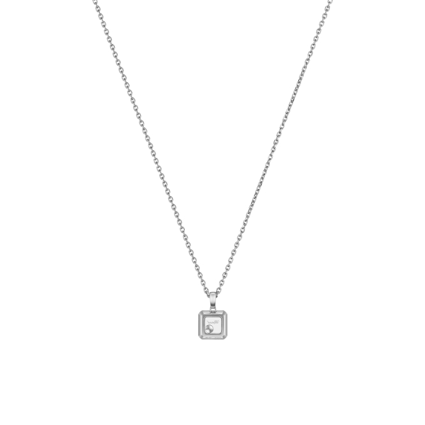 Collier Chopard Happy Diamants Icons Carré Or Blanc Serti 1 Diamant Mobile