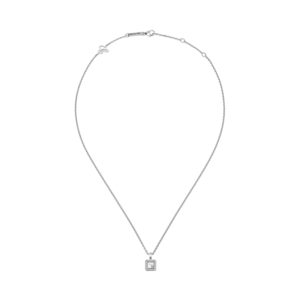 Collier Chopard Happy Diamants Icons Carré Or Blanc Serti 1 Diamant Mobile