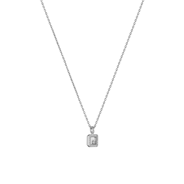 Collier Chopard Happy Diamants Icons Carré Or Blanc Serti 1 Diamant Mobile