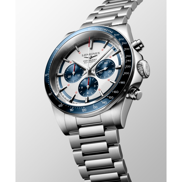 Montre Longines Conquest Heritage 42mm Bracelet Acier Chrono Bleu