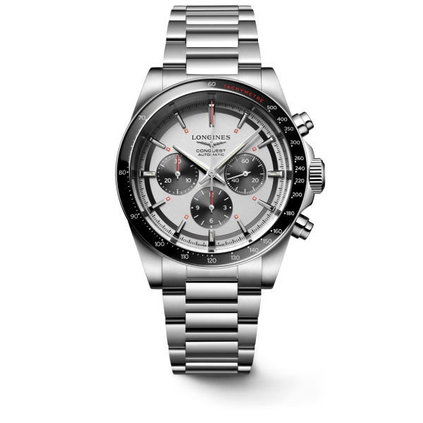 Montre Longines Conquest Heritage 42mm Bracelet Acier Chrono Argent