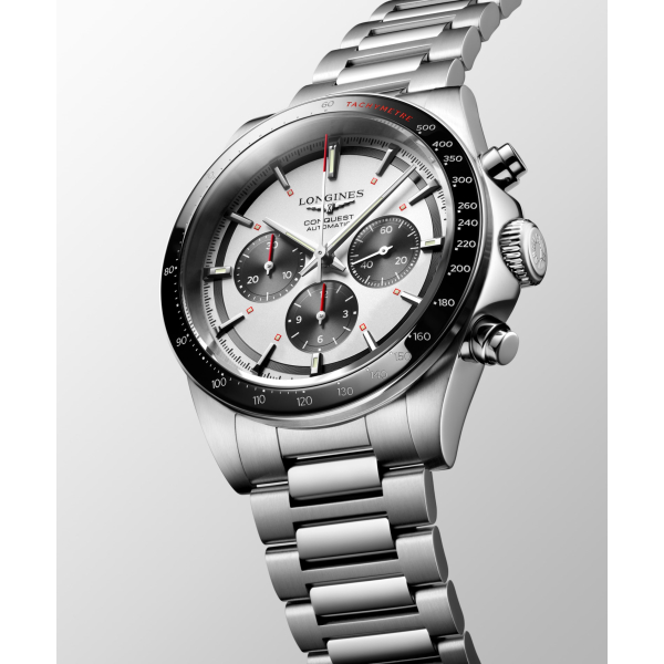 Montre Longines Conquest Heritage 42mm Bracelet Acier Chrono Argent