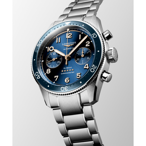 Montre Longines Spirit Flyback Automatique 42 mm Cadran Bleu Soleillé Bracelet Acier