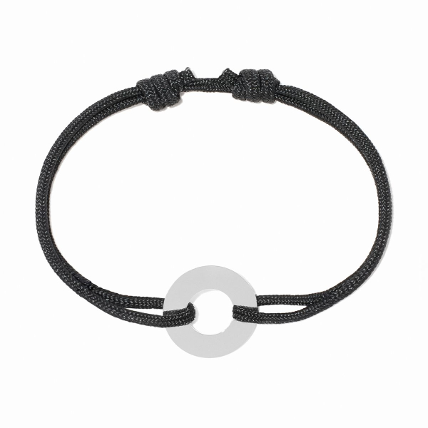 Bracelet Cible Dinh Van Grande Taille 16 mm Or Blanc sur cordon