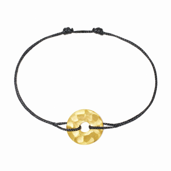 Bracelet Dinh Van Pi Grand modèle Or Jaunesur cordon noir.