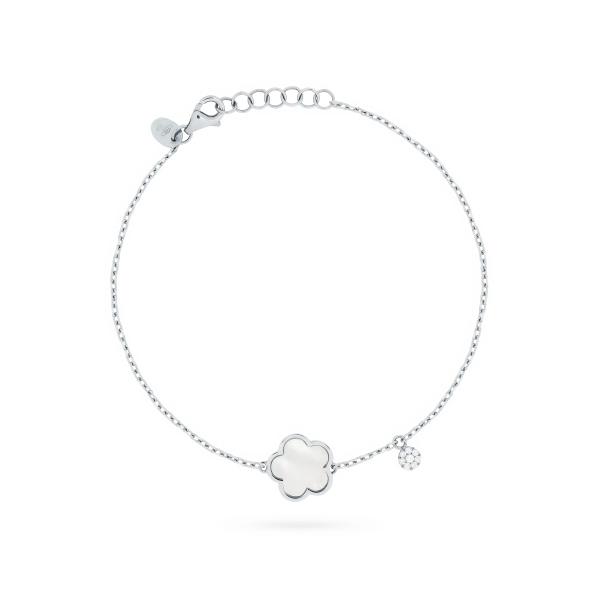 Bracelet Cesare Pompanon Fiore di Mamma Nacre Blanche Diamants Or Blanc