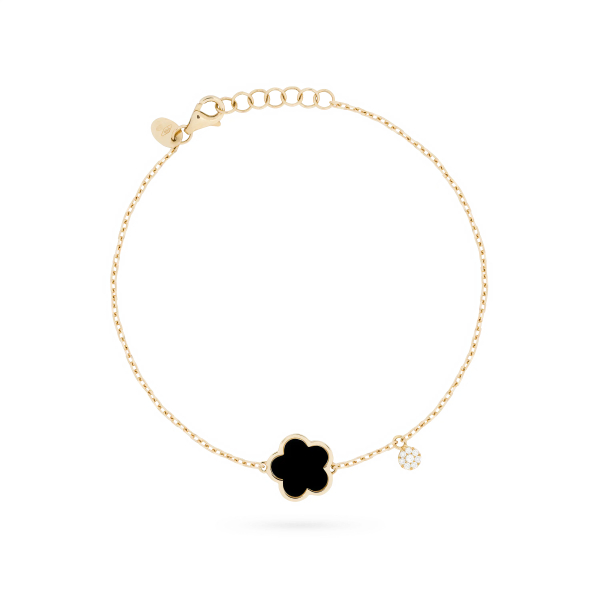 Bracelet Cesare Pompanon Fiore di Mamma Onyx Diamants Or Jaune