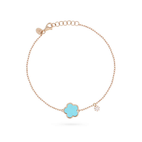 Bracelet Cesare Pompanon Fiore di Mamma Turquoise Diamants Or Rose