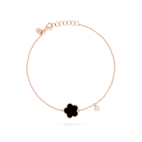 Bracelet Cesare Pompanon Fiore di Mamma Onyx Diamants Or Rose