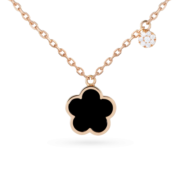 Collier Cesare Pompanon Fiore di Mamma Onyx Diamants Or Rose