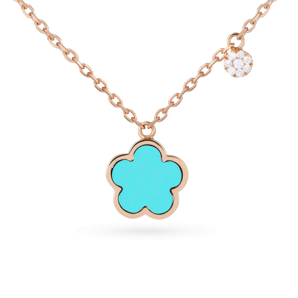 Collier Cesare Pompanon Fiore di Mamma Turquoise Diamants Or Rose