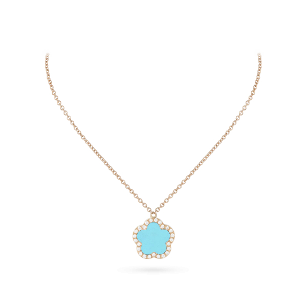 Collier Cesare Pompanon Fiore di Mamma Turquoise Serti Diamants Or Rose