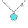 Collier Cesare Pompanon Fiore di Mamma Turquoise Pastille Diamants Or Blanc