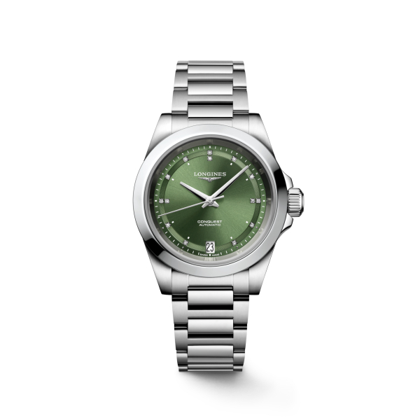 Montre Longines Conquest Heritage 30mm Cadran Vert Serti Diamants