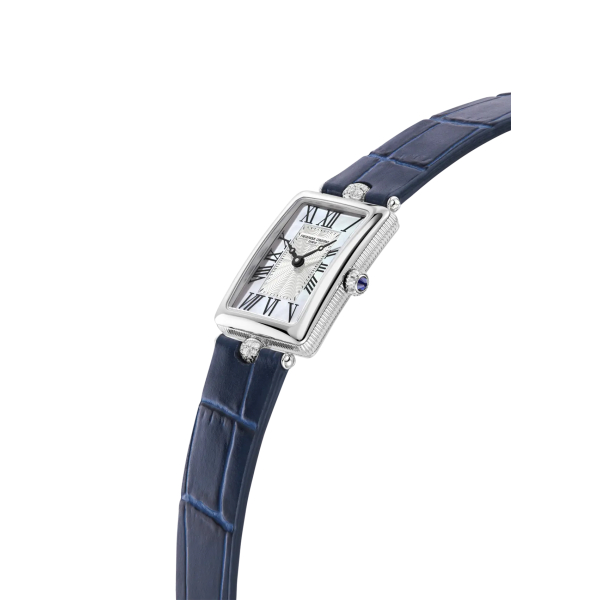 Montre Frederique Constant Classics Art Déco Carrée Bracelet Cuir Bleu