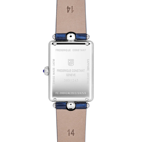 Montre Frederique Constant Classics Art Déco Carrée Bracelet Cuir Bleu