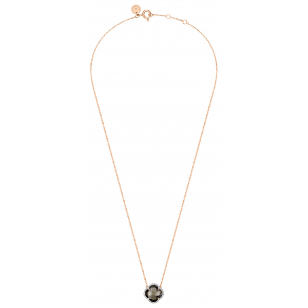 Collier Morganne Bello Victoria Diamants Quartz Fume + Diamants Or Rose