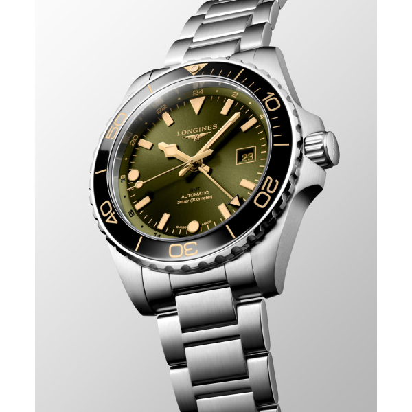 Montre Longines HydroConquest GMT 43mm Sunray Green Aiguilles Dorées