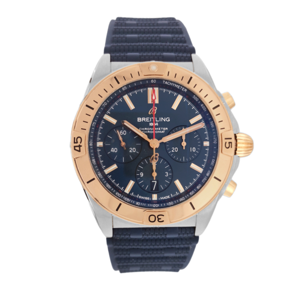 Montre Occasion Breitling Chronomat B01 42 Bracelet Caoutchouc Bleu