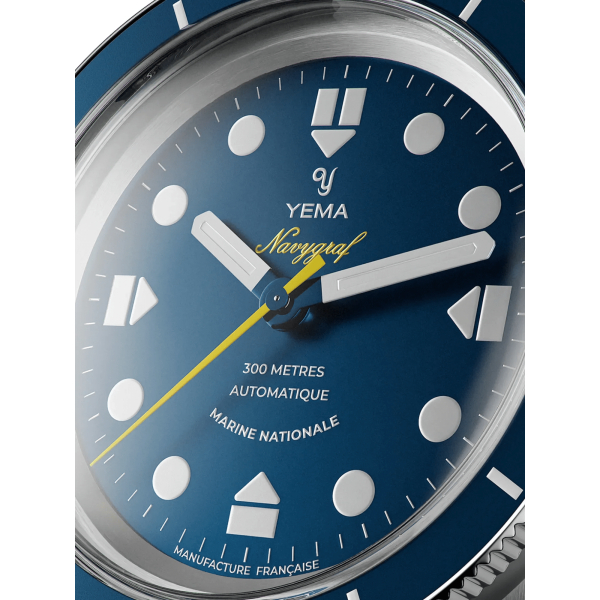 Montre Yema Navygraf Marine Nationale CMM.10 Lunette Bleue Bracelet Acier