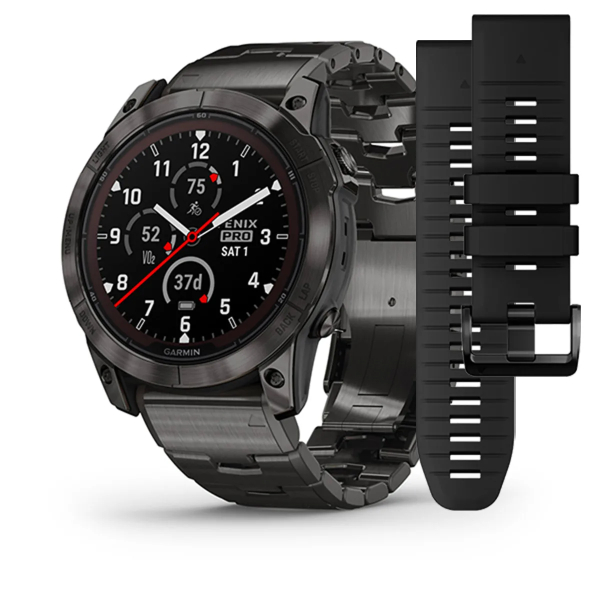 Montre Garmin Fenix 7x Pro Sapphire Solar Carbone Gris Titane Bracelet Metal